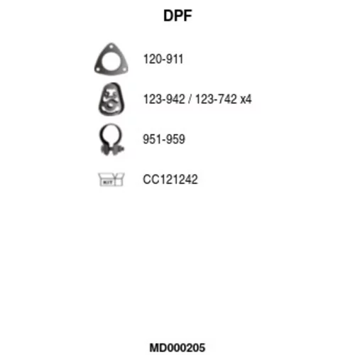 Filter sadzí/pevných častíc výfukového systému FA1 MD000205