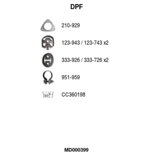 Filter sadzí/pevných častíc výfukového systému FA1 MD000399