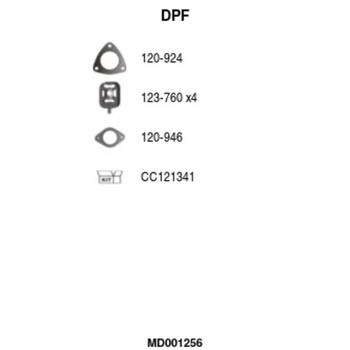 Filter sadzí/pevných častíc výfukového systému FA1 MD001256
