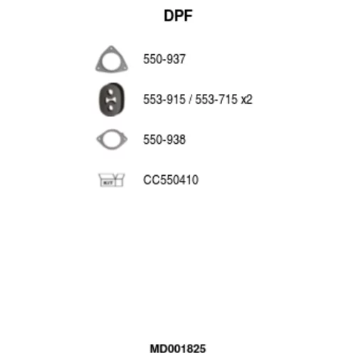 Filter sadzí/pevných častíc výfukového systému FA1 MD001825