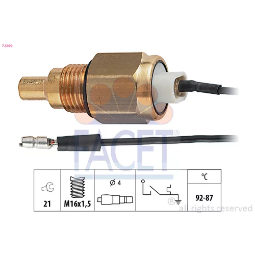 Teplotný spínač ventilátora chladenia FACET 7.5039