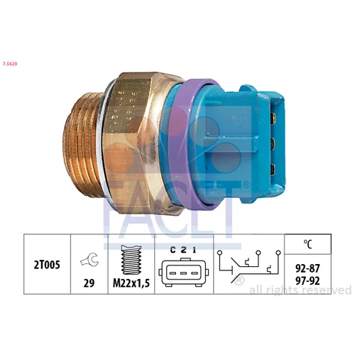 Teplotný spínač ventilátora chladenia FACET 7.5629