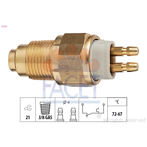 Teplotný spínač ventilátora chladenia FACET 7.5125