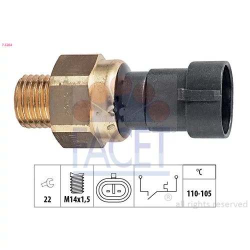 Teplotný spínač ventilátora chladenia FACET 7.5264