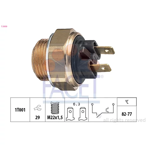 Teplotný spínač ventilátora chladenia FACET 7.5030