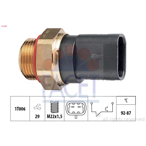 Teplotný spínač ventilátora chladenia FACET 7.5187