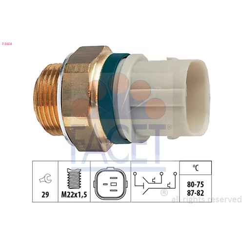 Teplotný spínač ventilátora chladenia FACET 7.5654