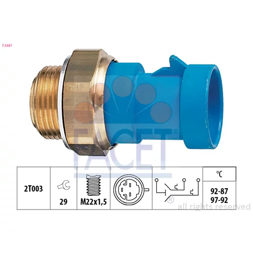 Teplotný spínač ventilátora chladenia FACET 7.5681