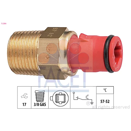 Teplotný spínač ventilátora chladenia 7.5206 /FACET/