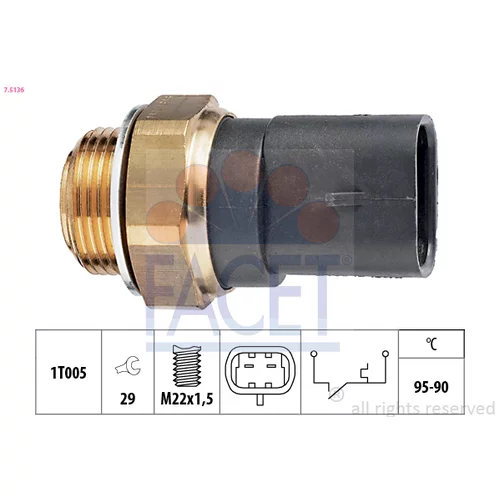 Teplotný spínač ventilátora chladenia FACET 7.5136