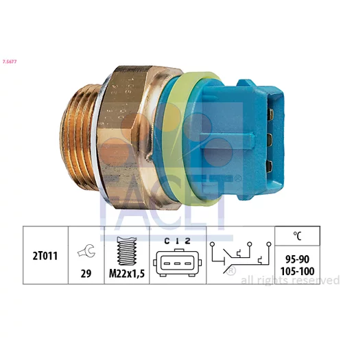 Teplotný spínač ventilátora chladenia FACET 7.5677