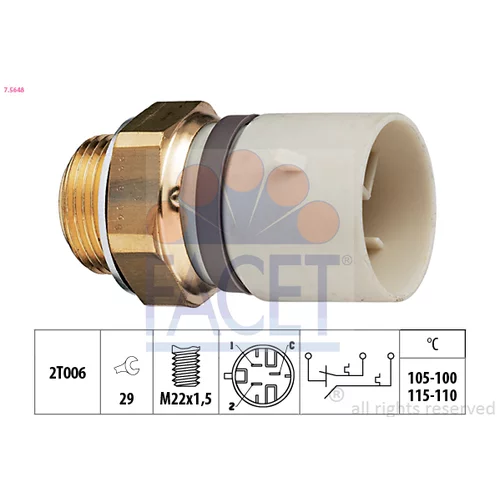 Teplotný spínač ventilátora chladenia 7.5648 /FACET/