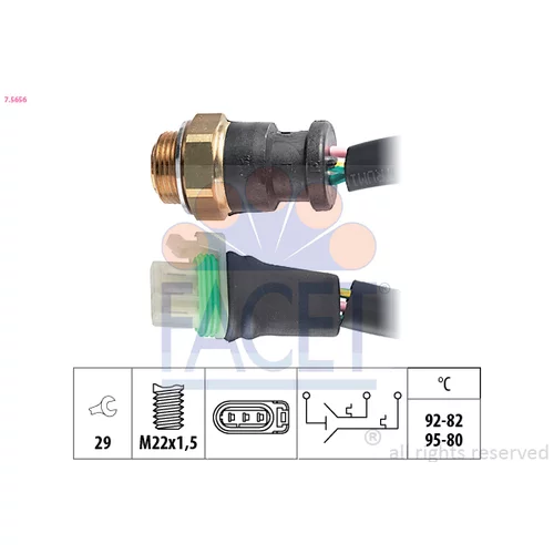 Teplotný spínač ventilátora chladenia FACET 7.5656