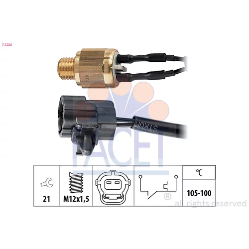 Teplotný spínač ventilátora chladenia FACET 7.5220