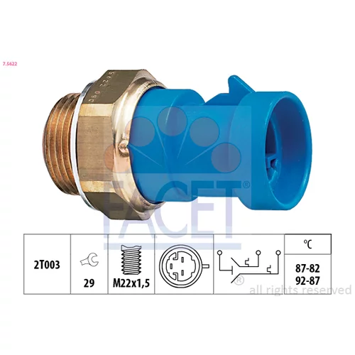 Teplotný spínač ventilátora chladenia FACET 7.5622