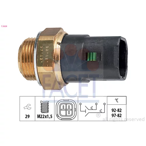 Teplotný spínač ventilátora chladenia FACET 7.5628