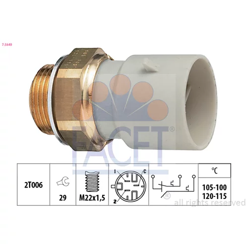 Teplotný spínač ventilátora chladenia FACET 7.5649