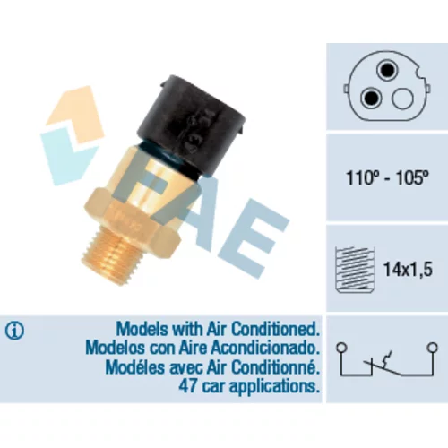 Teplotný spínač ventilátora chladenia FAE 36690