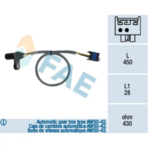 Snímač otáčok, automatická prevodovka 79126 /FAE/