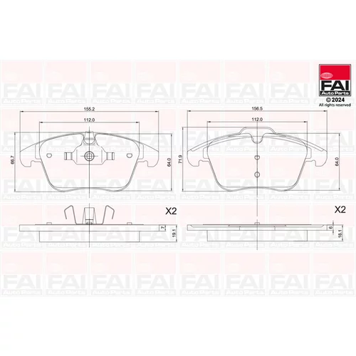 Sada brzdových platničiek kotúčovej brzdy FAI AutoParts BP127