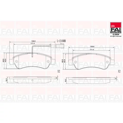 Sada brzdových platničiek kotúčovej brzdy FAI AutoParts BP140