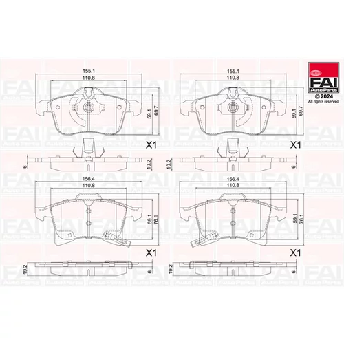 Sada brzdových platničiek kotúčovej brzdy FAI AutoParts BP143
