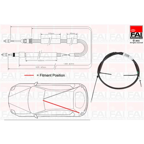 Ťažné lanko parkovacej brzdy FBC0016 (FAI AutoParts)