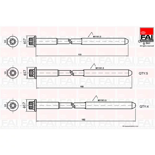 Sada skrutiek hlavy valcov FAI AutoParts B1058