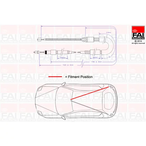 Ťažné lanko parkovacej brzdy FBC0015 (FAI AutoParts)