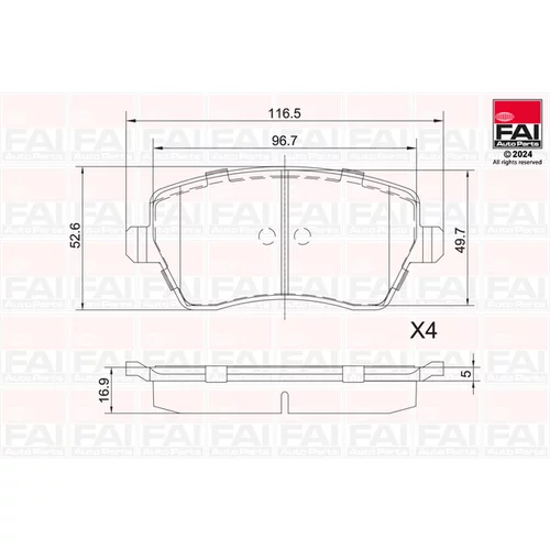 Sada brzdových platničiek kotúčovej brzdy FAI AutoParts BP117