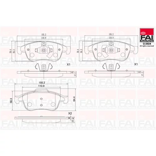 Sada brzdových platničiek kotúčovej brzdy FAI AutoParts BP139