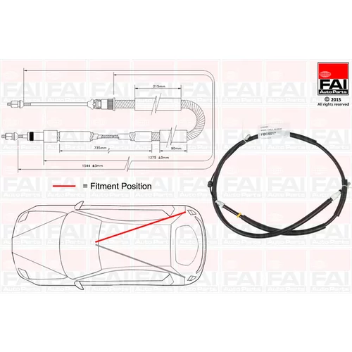 Ťažné lanko parkovacej brzdy FAI AutoParts FBC0017