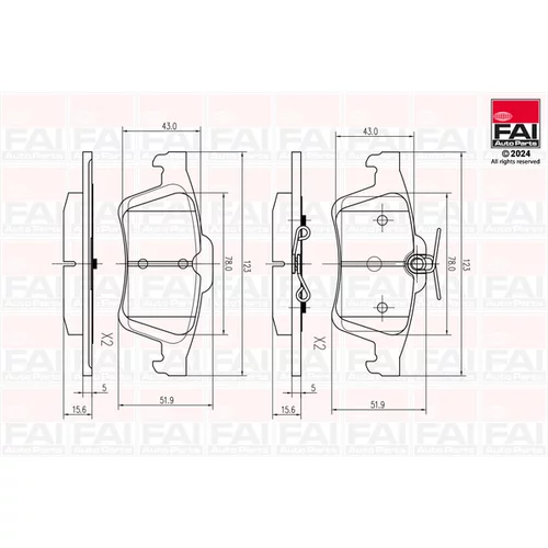 Sada brzdových platničiek kotúčovej brzdy FAI AutoParts BP142