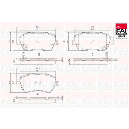 Sada brzdových platničiek kotúčovej brzdy FAI AutoParts BP150