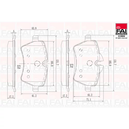 Sada brzdových platničiek kotúčovej brzdy FAI AutoParts BP170
