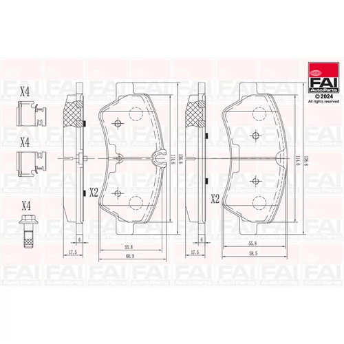 Sada brzdových platničiek kotúčovej brzdy FAI AutoParts BP105