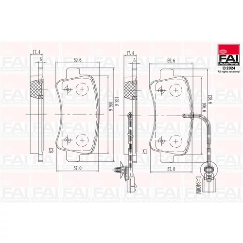 Sada brzdových platničiek kotúčovej brzdy FAI AutoParts BP125