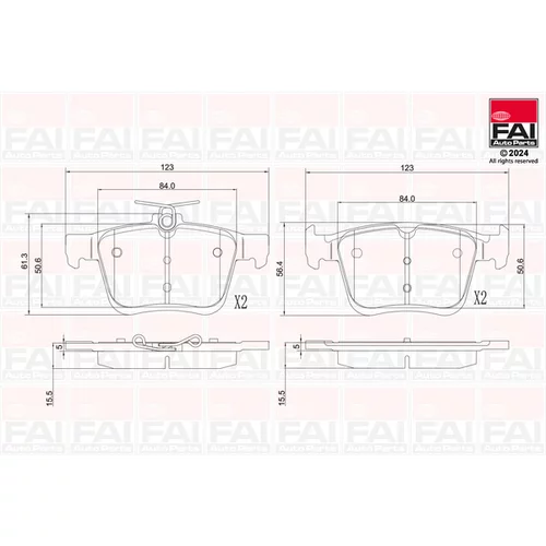 Sada brzdových platničiek kotúčovej brzdy FAI AutoParts BP115
