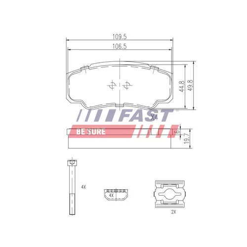 Sada brzdových platničiek kotúčovej brzdy FT29109 /FAST/ - obr. 1