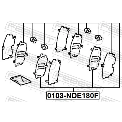 Fólia proti pískaniu, brzdové obloženie(nosná platňa) 0103-NDE180F /FEBEST/ - obr. 1