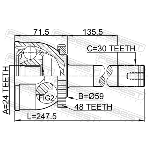 Sada kĺbov hnacieho hriadeľa 0110-015A48 /FEBEST/ - obr. 1