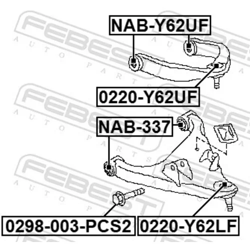 Zvislý/nosný čap 0220-Y62LF /FEBEST/ - obr. 1