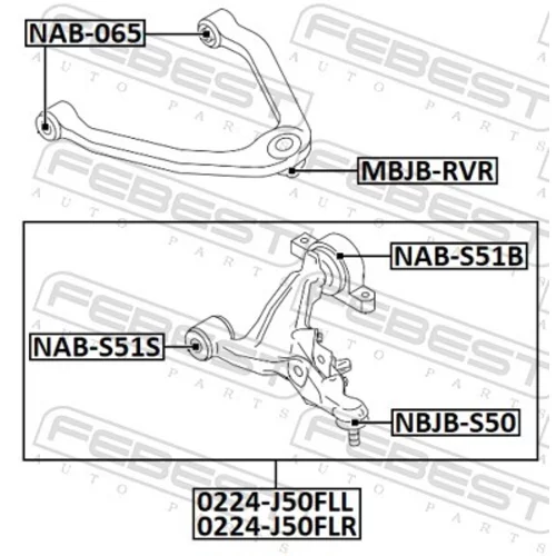 Rameno zavesenia kolies 0224-J50FLR /FEBEST/ - obr. 1