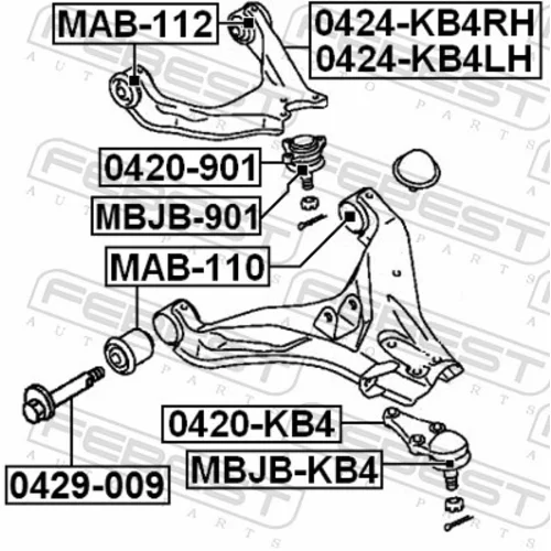 Skrutka pre nastavenie odklonu kolesa 0429-009 /FEBEST/ - obr. 1