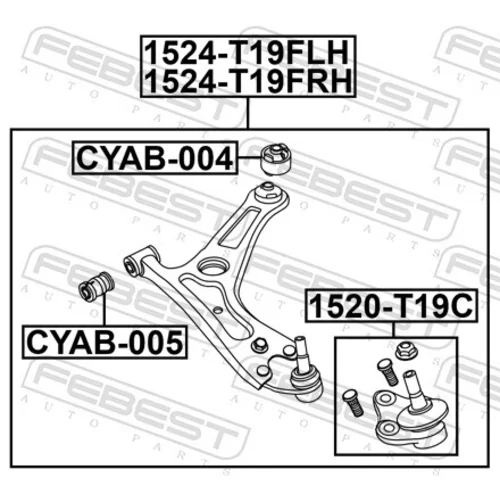 Rameno zavesenia kolies 1524-T19FLH /FEBEST/ - obr. 1