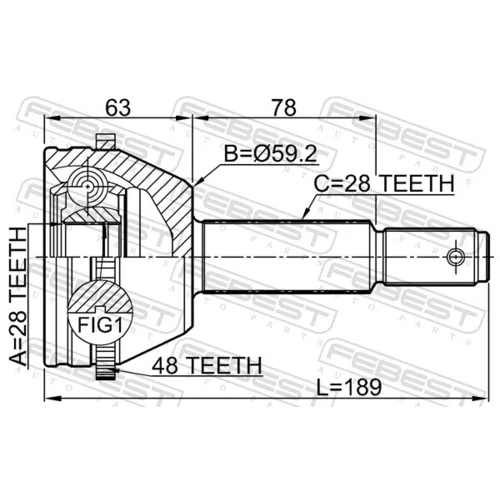 Sada kĺbov hnacieho hriadeľa 2110-TT985A48 /FEBEST/ - obr. 1