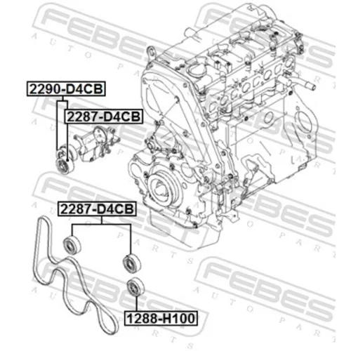 Napinák rebrovaného klinového remeňa 2290-D4CB /FEBEST/ - obr. 1
