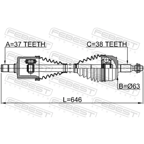 Hnací hriadeľ 2314-T6ATLH /FEBEST/ - obr. 1