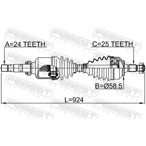 Hnací hriadeľ 2514-B7MTRH /FEBEST/ - obr. 1