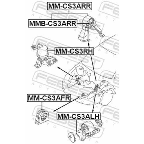 Uloženie motora MM-CS3AFR /FEBEST/ - obr. 1